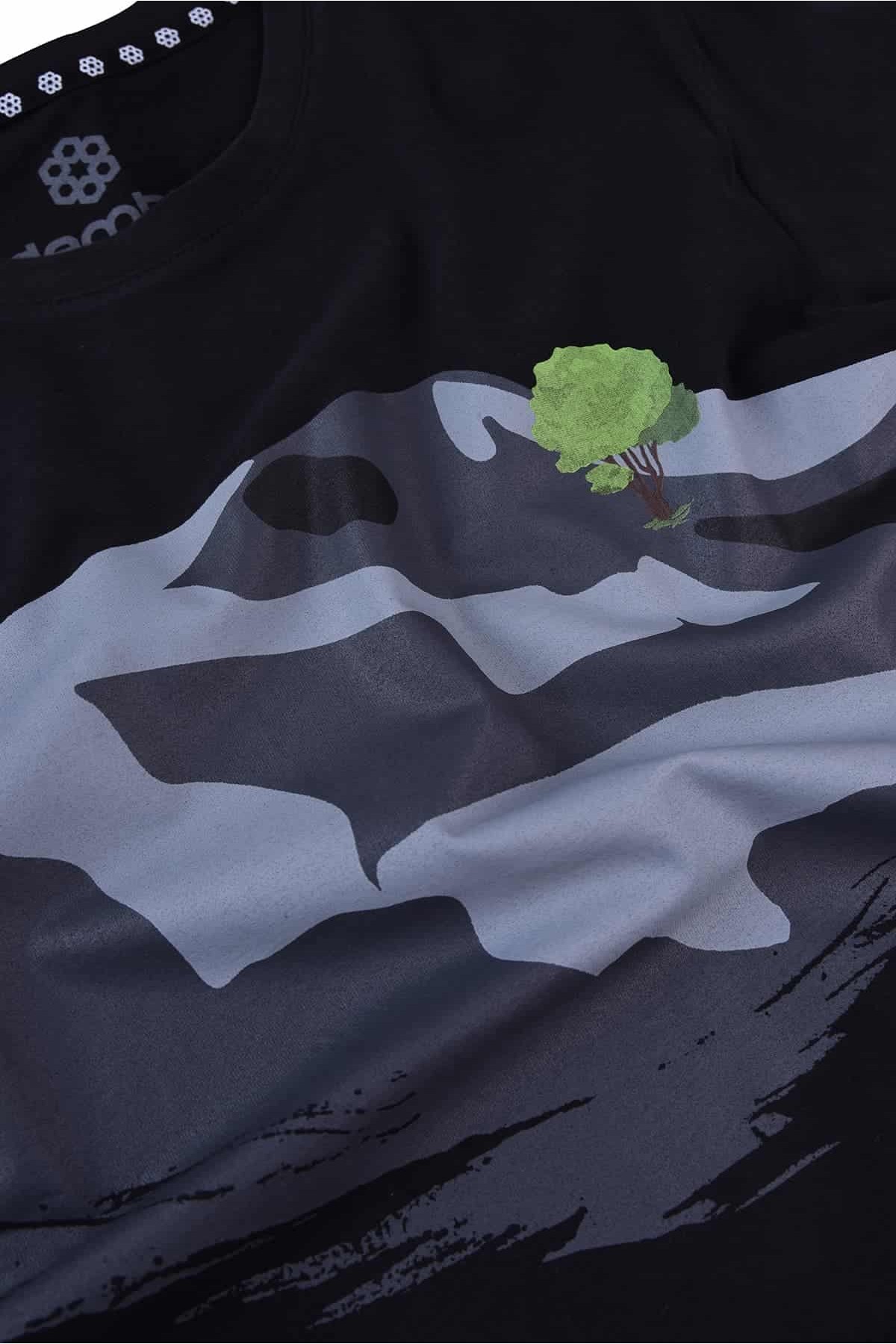 Yalnız Ağaç Tasarım Bisiklet Yaka Siyah Pamuk T-shirt 22’